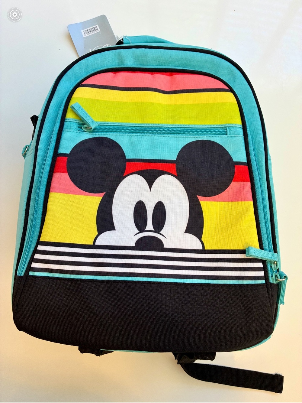 Disney Teal Kids Backpack with Mickey Mouse plus a Matt and Multicolor Stripes